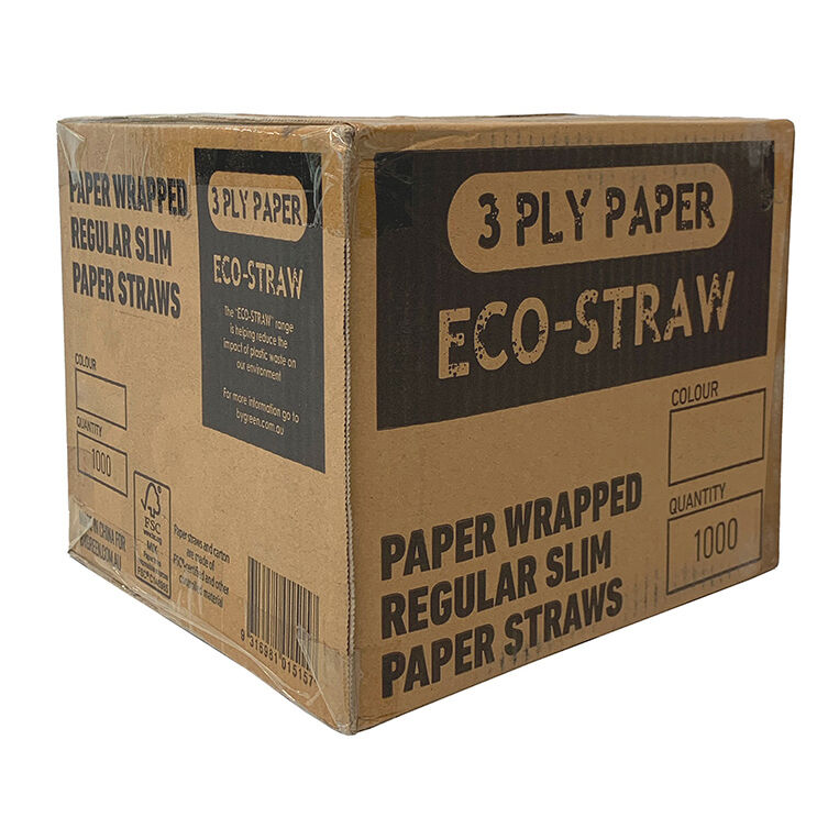 Straws, Paper Individually Wrapped Black (1000) Bygreen