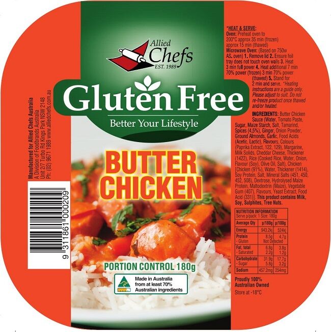 Butter Chicken with Rice Gluten Free12x180gm Allied Chefs (GF)