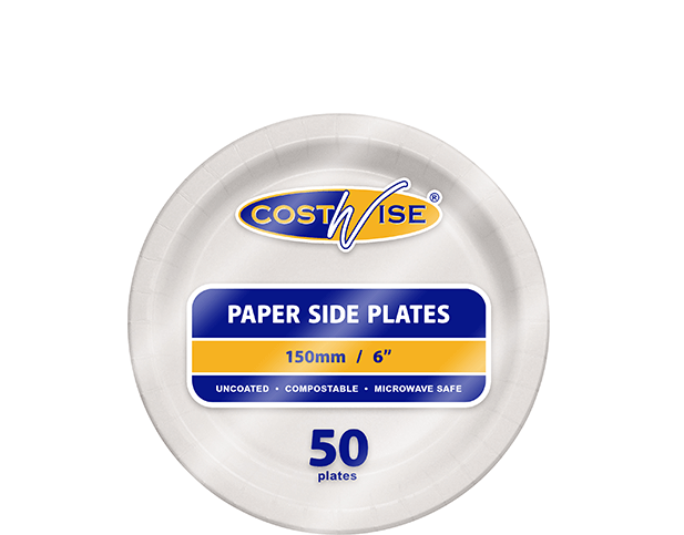 Costwise Paper Side Plates 150mm Round Uncoated
