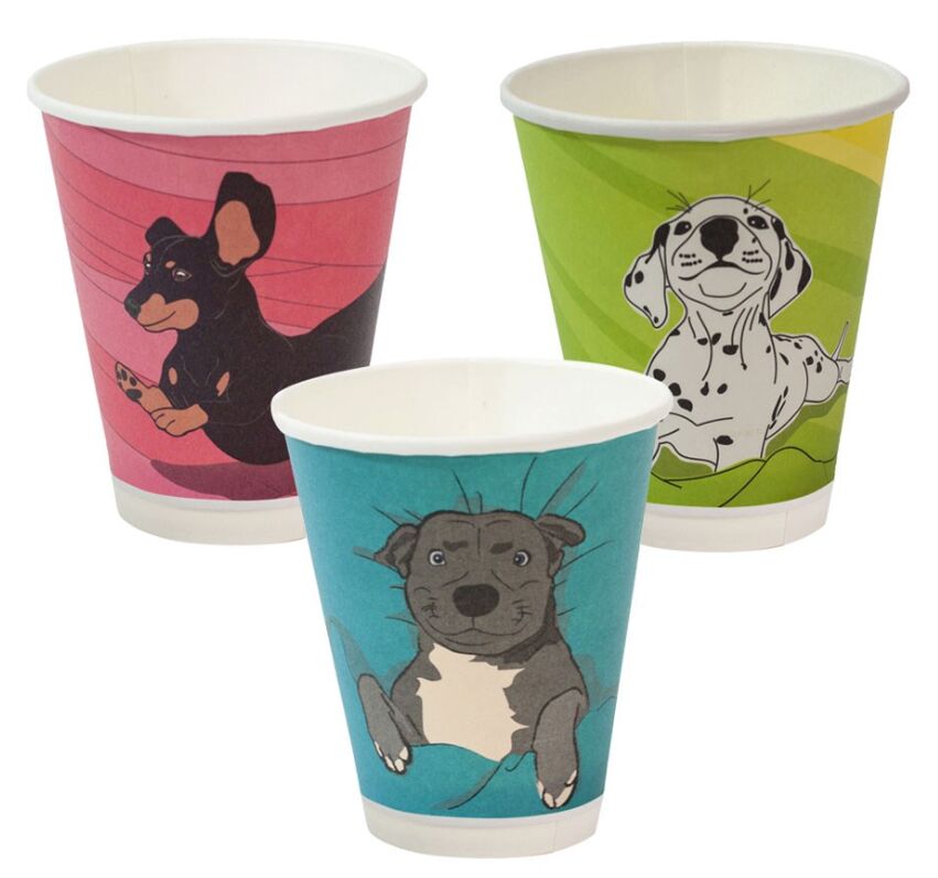 Cups** Coffee Double Wall Aqueous Dog Series 8oz (500) CARTON