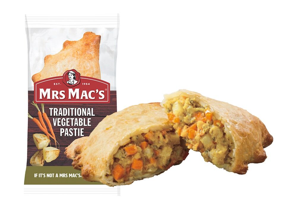 Pasties, Traditional Vegetable 12x165gm Mrs Mac’s (H)