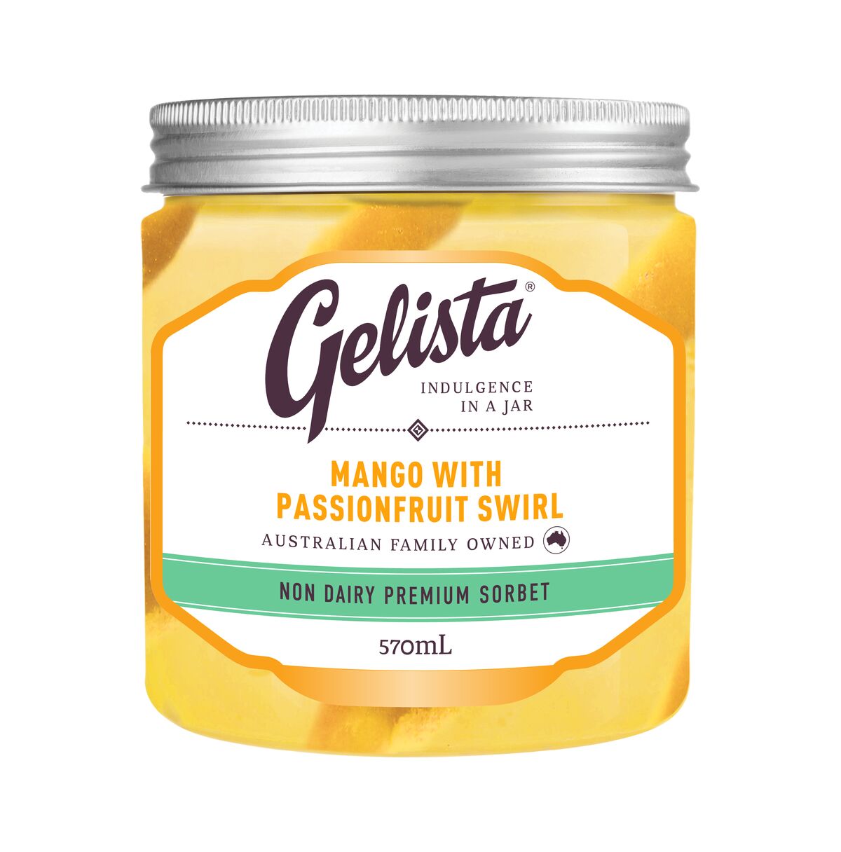 Gelato, Mango with Passionfruit Sorbet 8x570ml Gelista (GF) (V)