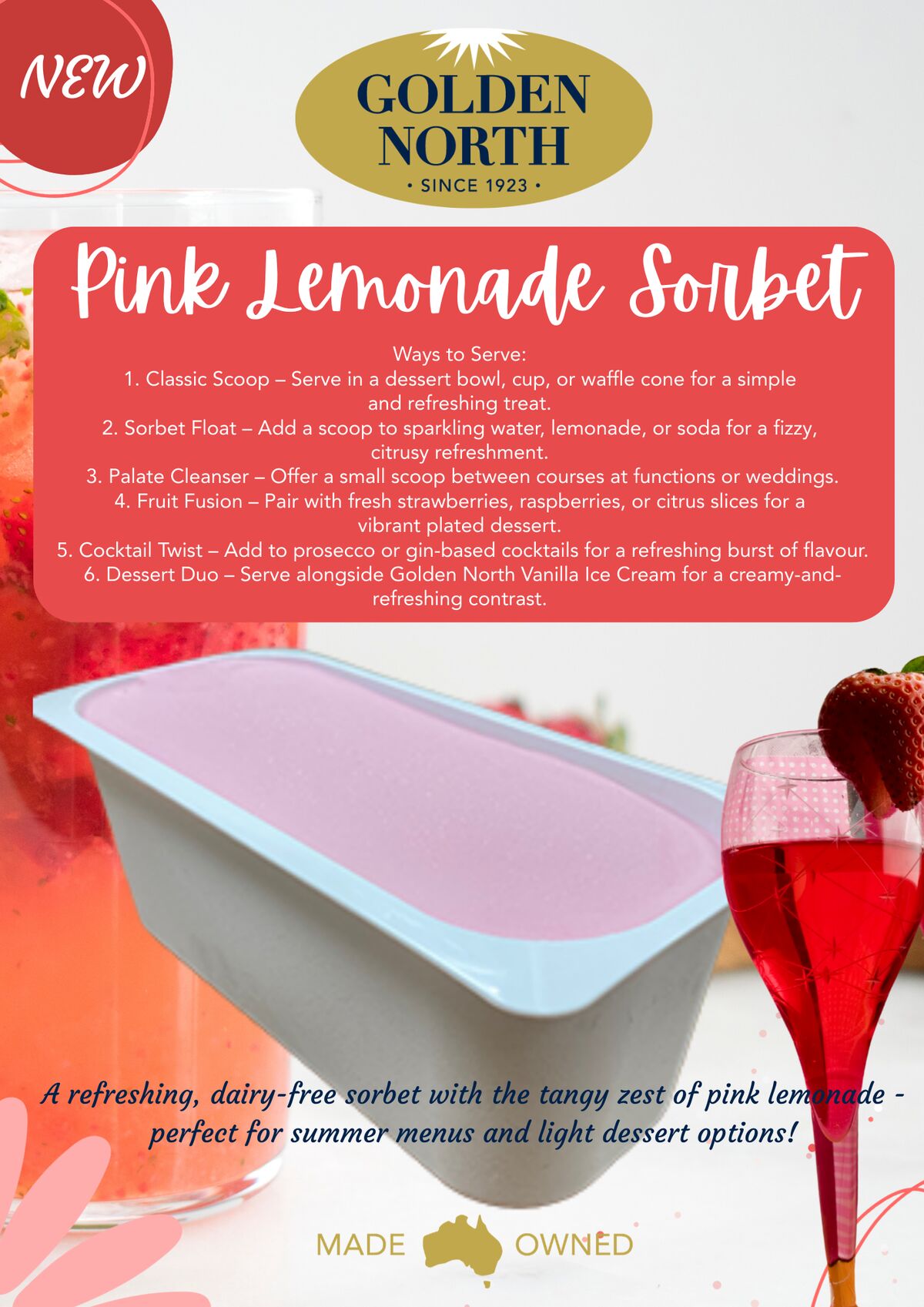 Sorbet, Pink Lemonade 5L Golden North (GF)