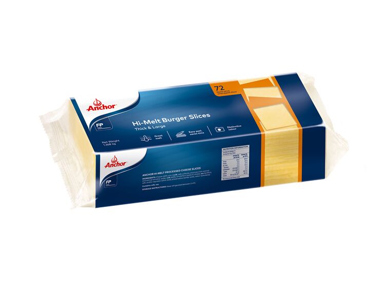 Cheese, Hi-Melt Burger Slices 1.36kg Anchor (72) (H)
