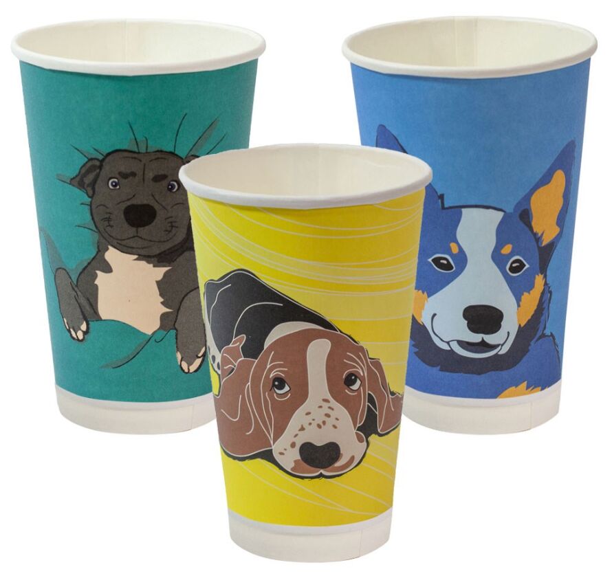 Cups** Coffee Double Wall Aqueous Dog Series 16oz (500) CARTON