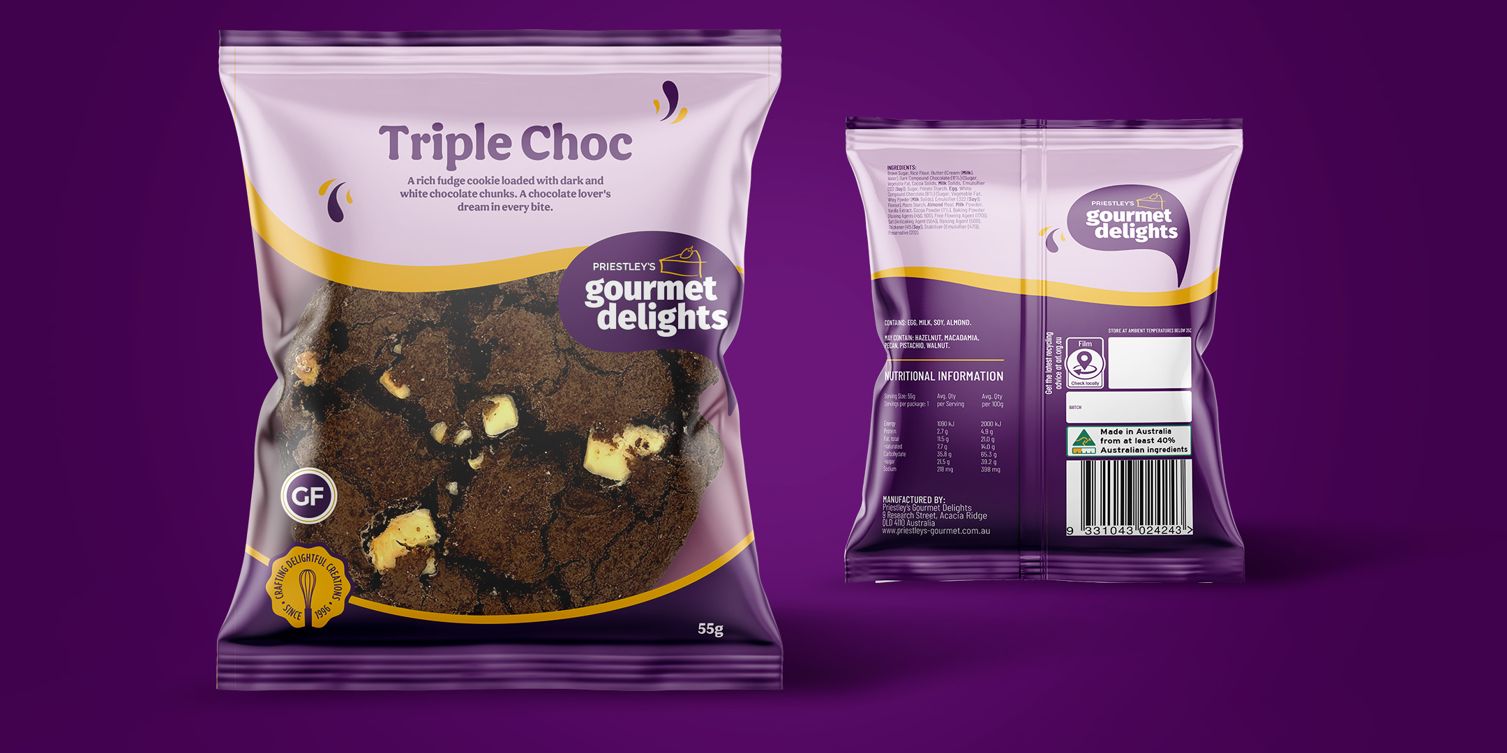 Cookies, 1-872 Triple Chocolate (11) Priestley’s (GF)