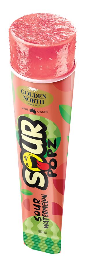 Ice Block Sour Popz Watermelon 24x110ml Golden North (GF) (V)