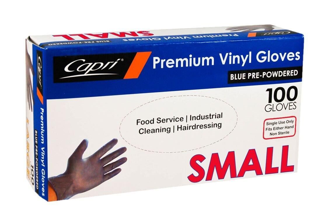 Gloves, Blue Vinyl Small Powdered (100) Capri