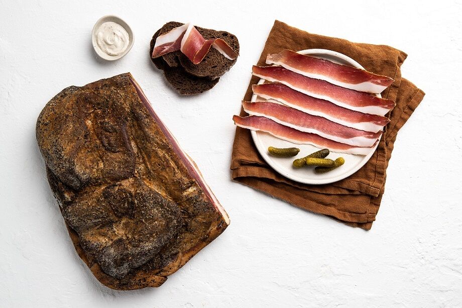 Smoked**Pork Speck RW (Approx 3Kg) Artisan Salumi Puopolo (GF)
