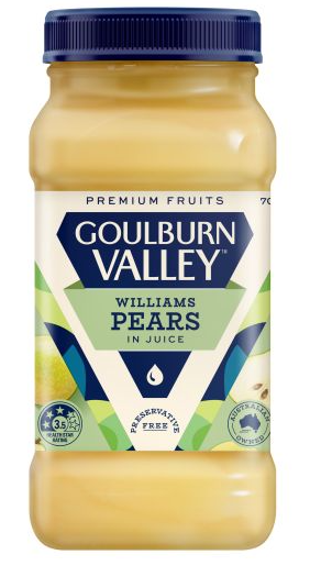 Goulburn Valley Pears Williams Sliced in Juice