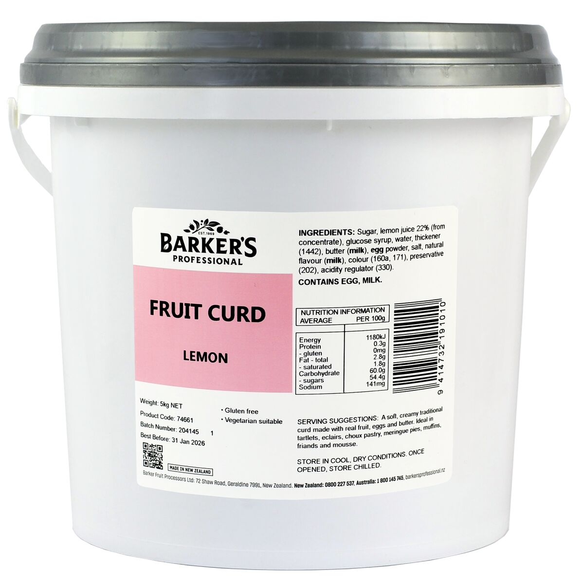 Curd, Lemon Fruit 5kg Barkers Professional