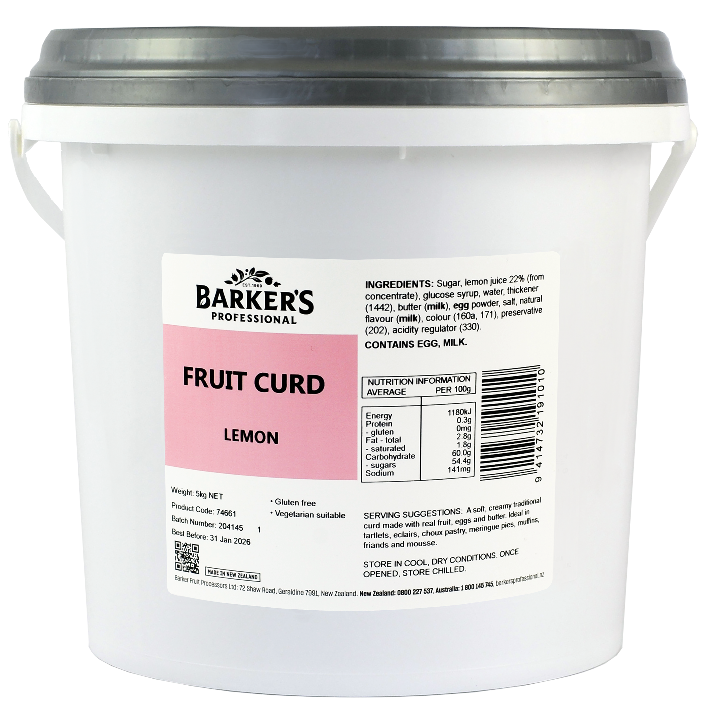 Barker's Professional Fruit Curd Lemon