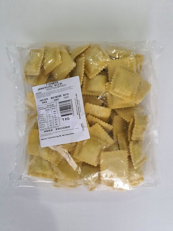 Ravioli, Ricotta/Spinach Pre Cooked Double Sheet 4Kg Casa Della Pasta