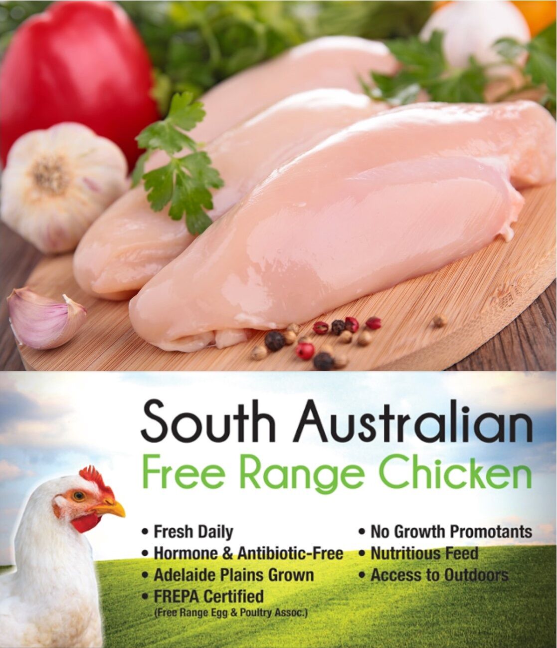 Chicken**Breast Skinless Subway Meats Random Weight FRESH Free Range (GF) (H)