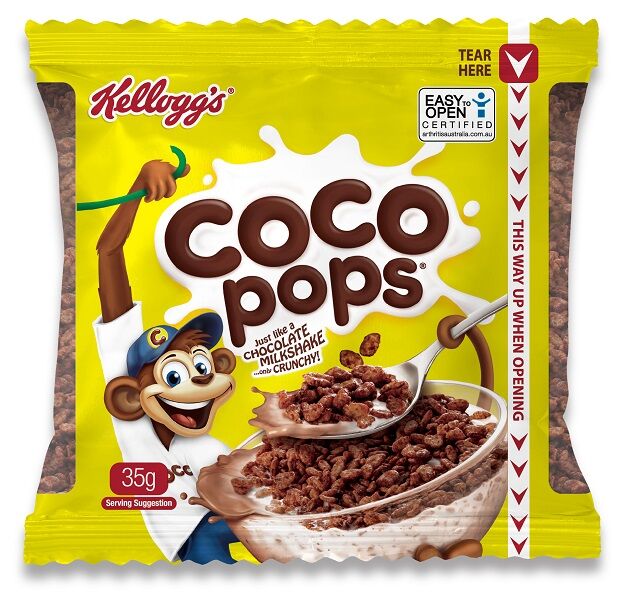 Cereal, Coco Pops PC Sachets 30x35gm Kelloggs (VG)
