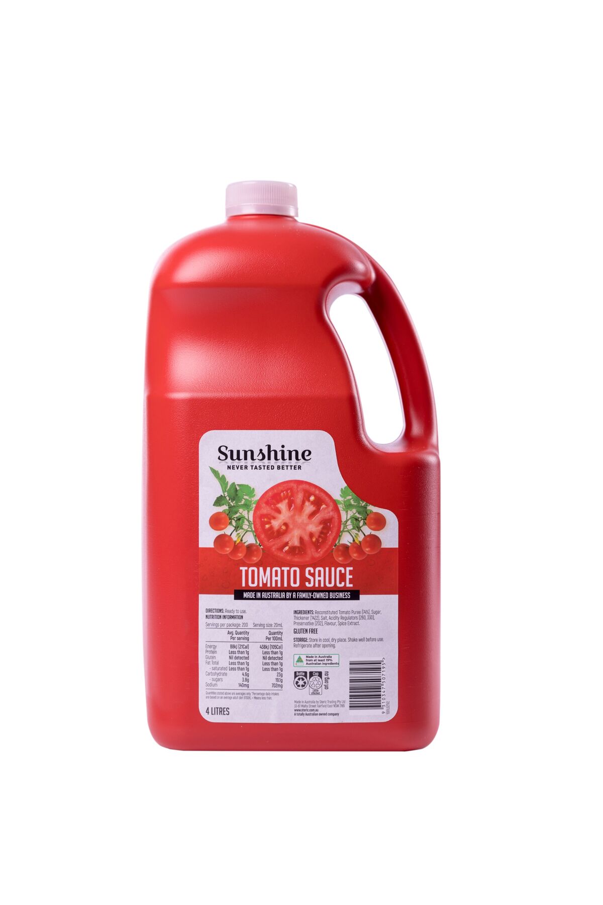 Sauce, Tomato 4lt Sunshine (GF)