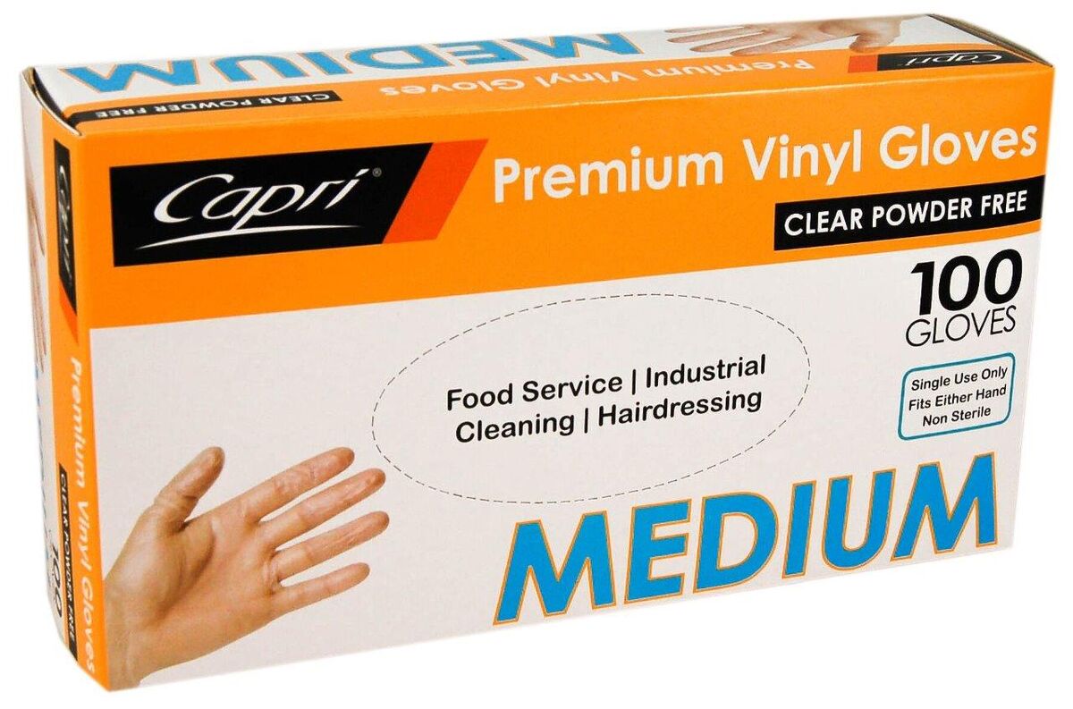 Gloves, Vinyl Medium Powder Free (100) Capri