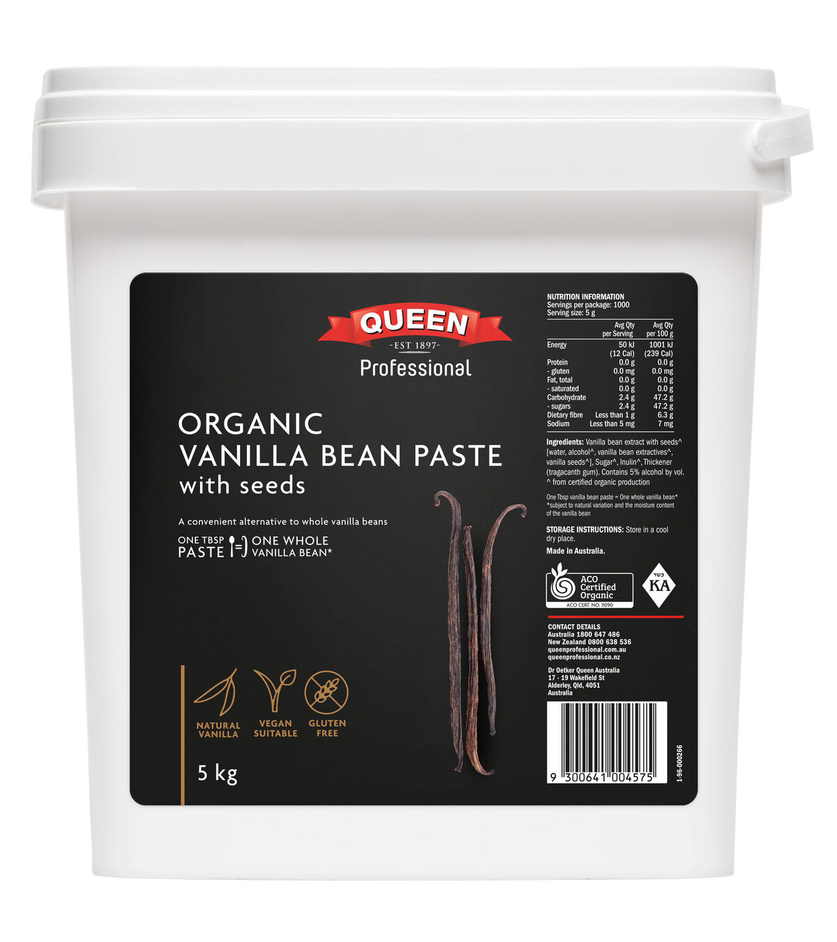 Organic**Queen pro Vanilla Bean Paste 5Kg