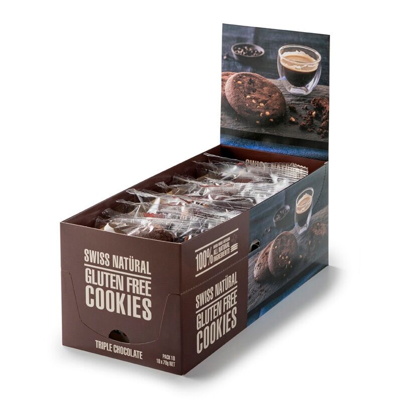 Biscuits**Triple Chocolate Cookies 30x70gm Riviera (GF)