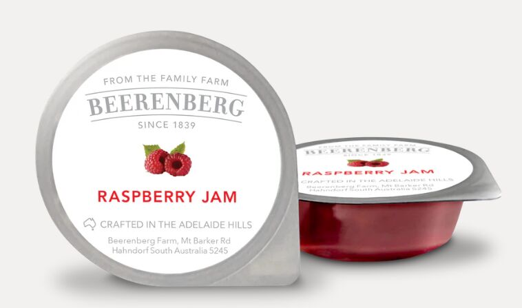Jam, Raspberry Portion 120x14gm Beerenberg