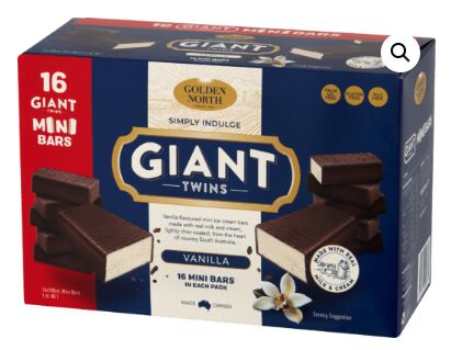 Ice Cream, Mini Giant Twins 16x100ml Golden North (GF)