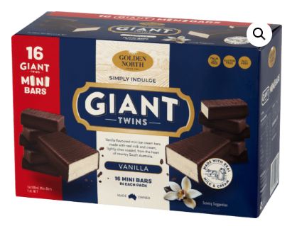 Golden North Ice Cream Giant Twins Vanilla