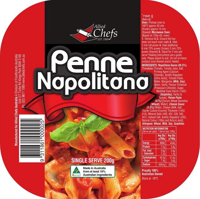 Penne, Napolitana 24x200gm Allied Chefs