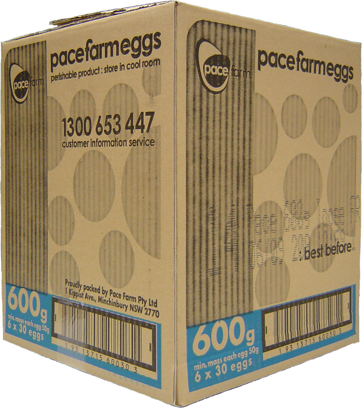 Eggs, 600gm 15doz x 50gm Pace Farm (GF) (H)