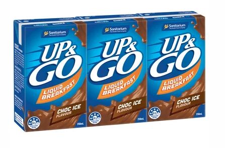 Up & Go, Energize Chocolate Liquid Breakfast 12x250ml Sanitarium