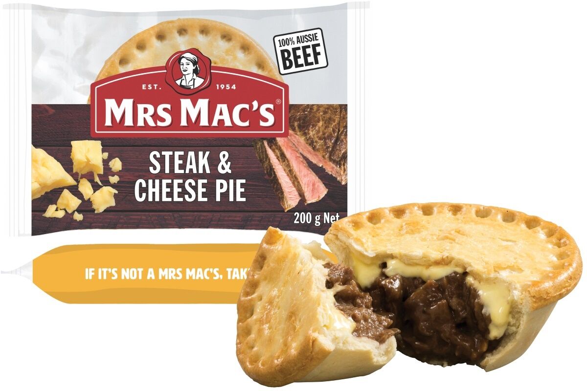 Pie, Steak & Cheese 12x175gm Mrs Mac’s (H)