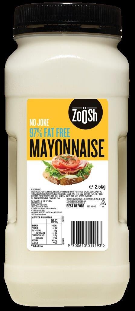Mayonnaise, 97% Fat Free 2.5kg Zoosh Gluten Free (GF)