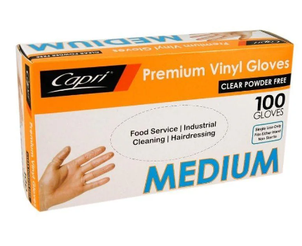 Capri Vinyl Gloves Medium Powder-Free