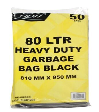 Garbage Bags, Heavy Duty 75-80L (50) Capri