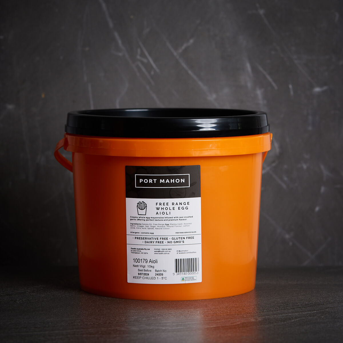 Mayonnaise, Aioli Free Range 10kg Port Mahon (GF) (H)