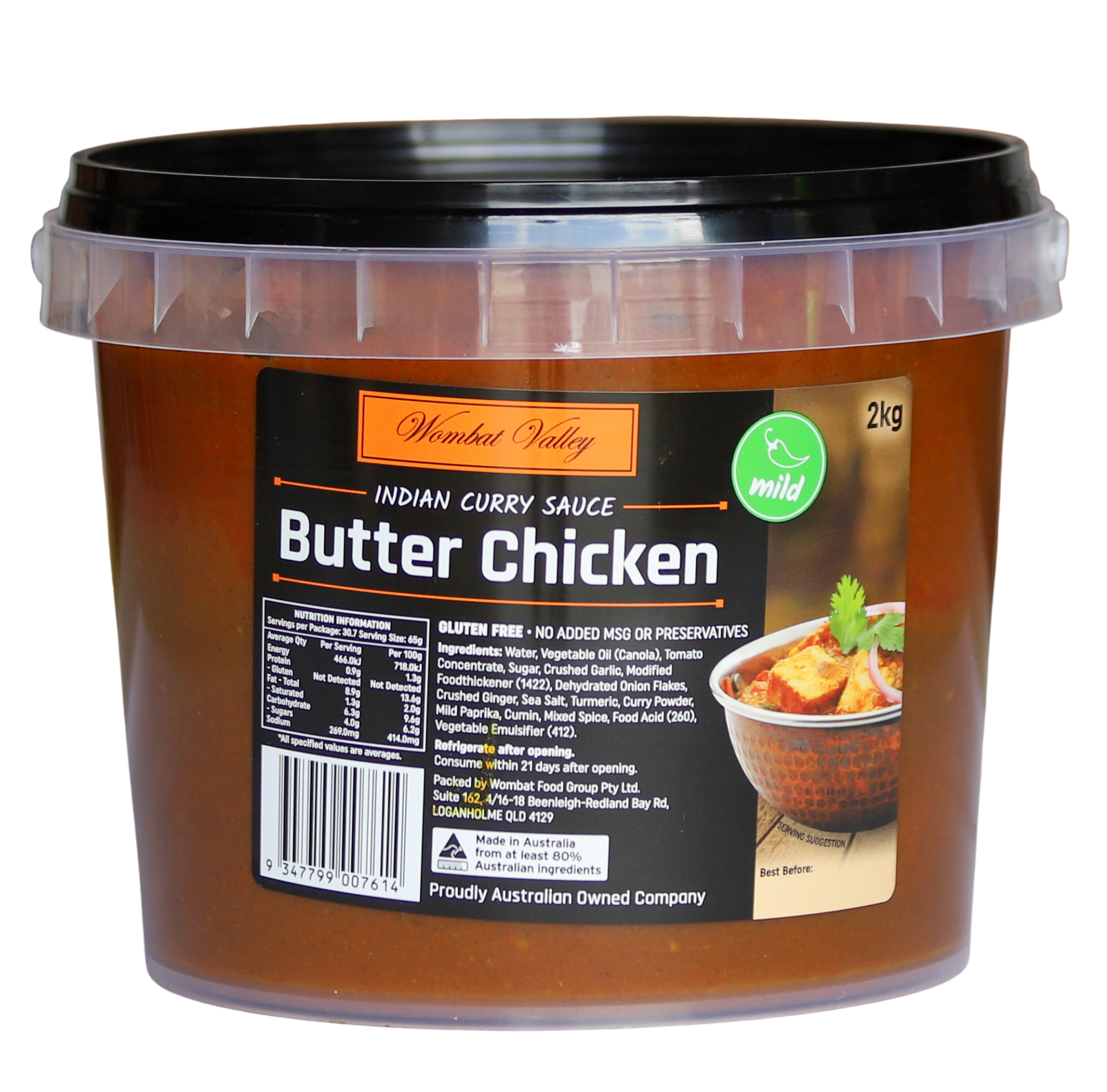 Sauce, Butter Chicken Simmer 2kg Wombat Valley (GF) (H) (V)