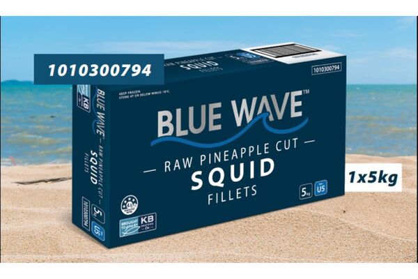 Squid Fillet, Pineapple Cut Under 5 Tenderised Gigas 5Kg Blue Wave (I)