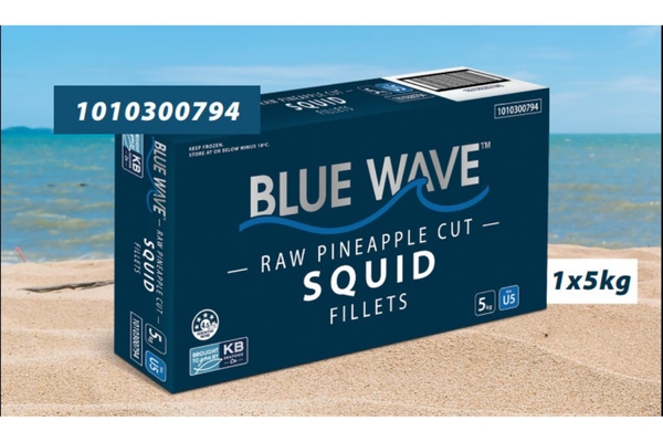Squid Fillet, Pineapple Cut Under 5 Tenderised Gigas 5Kg Blue Wave