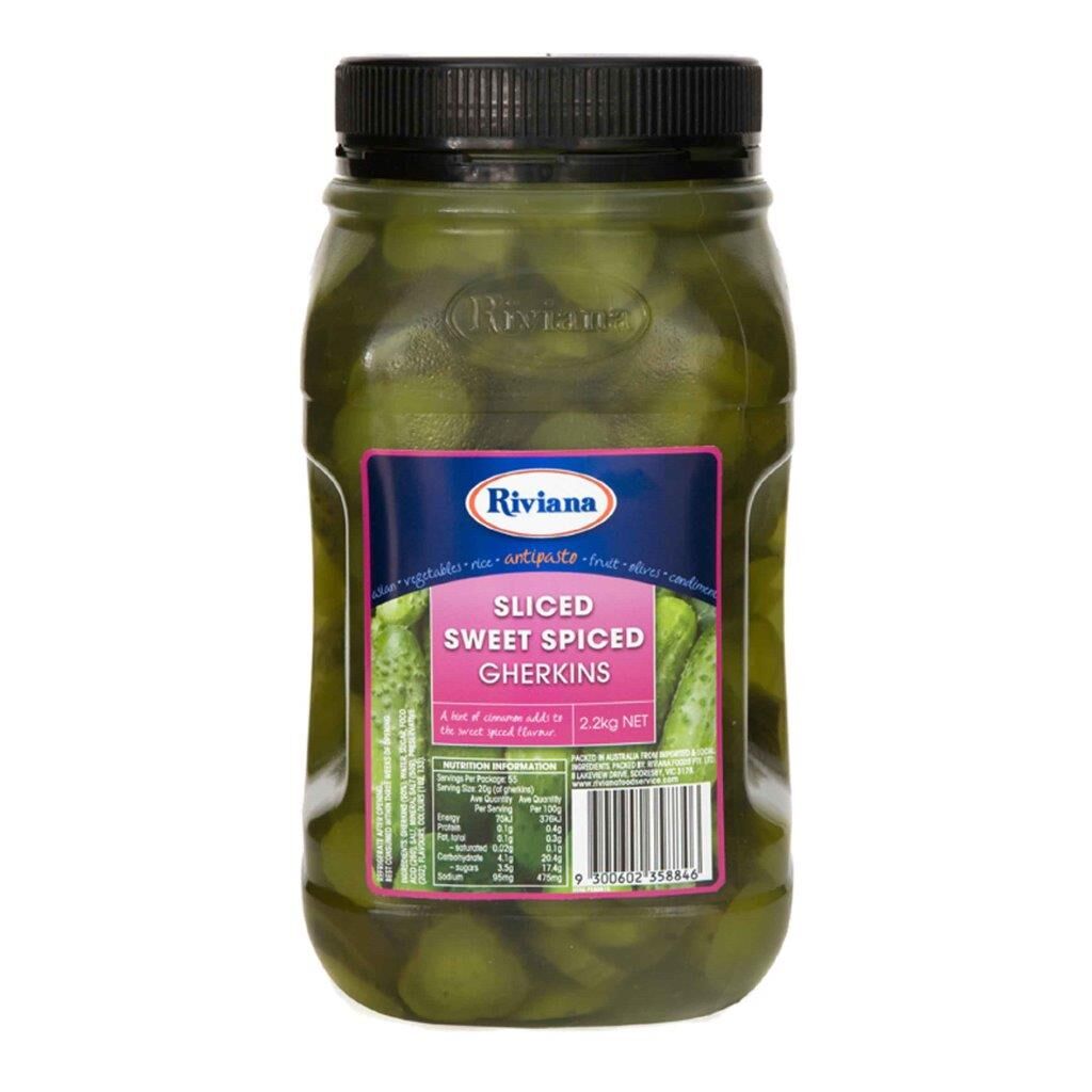 Gherkins, Sweet Sliced 2.2kg Riviana (VG)