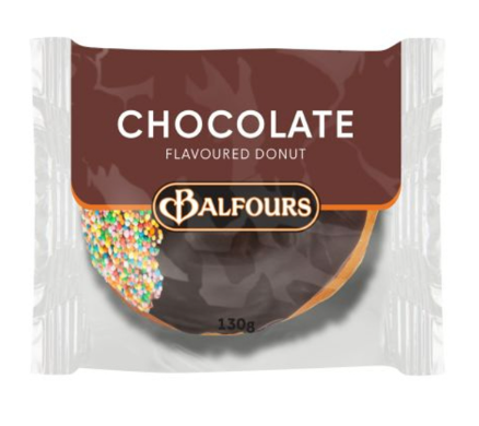 Balfours Chocolate Iced Donut with 100s & 1000s