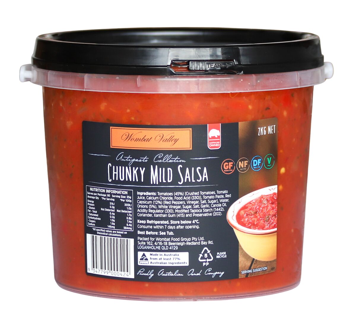 Salsa, Mild Chunky 2kg Wombat Valley (GF) (H) (V)