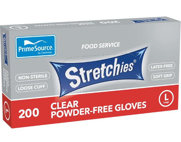 PrimeSource Gloves Stretchies Clear Powder-Free Large