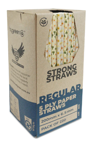 Bygreen Paper Straws 5-Ply Strong Regular Mixed Colours