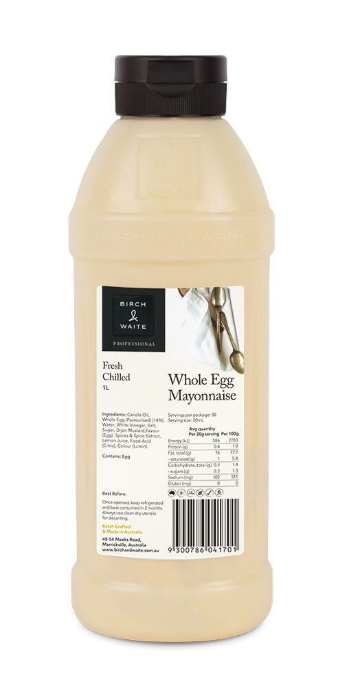 Mayonnaise, Whole Egg 1L Squeeze Birch & Waite (GF) (H)