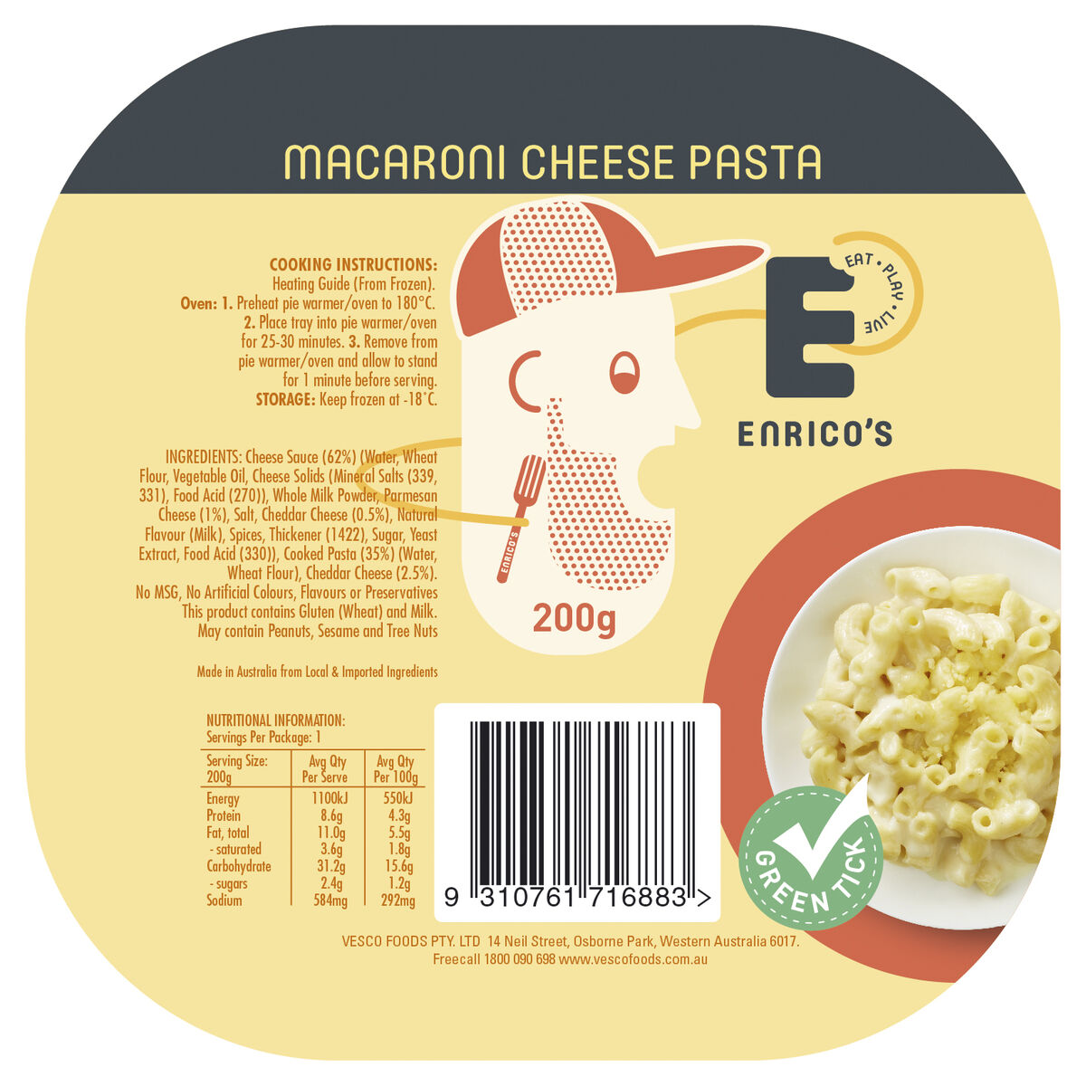 Macaroni, Cheese 24x200gr Enrico