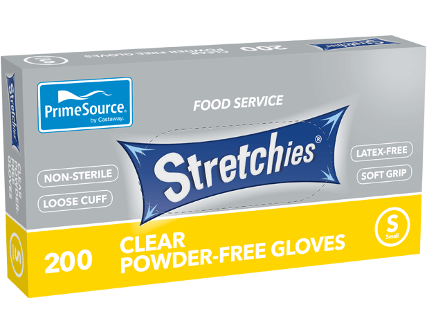 PrimeSource Stretchies Gloves Clear Powder-Free Small