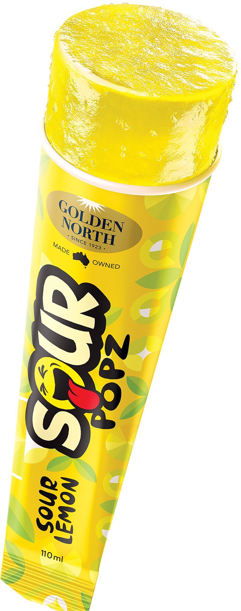 Ice Block, Sour Popz Sour Lemon 24x110ml Golden North (GF) (V)