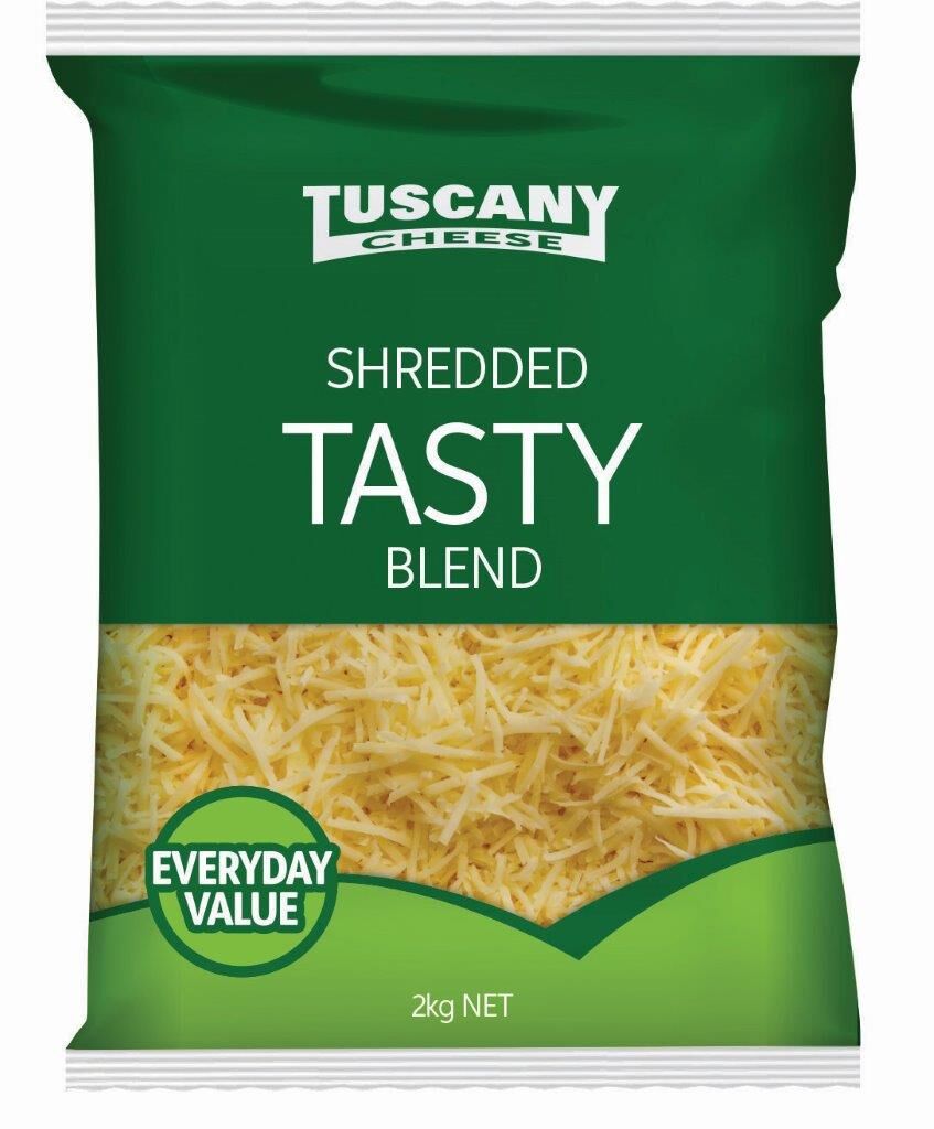 Cheese, Shredded Fine Tasty 2kg Tuscany (GF) (H)