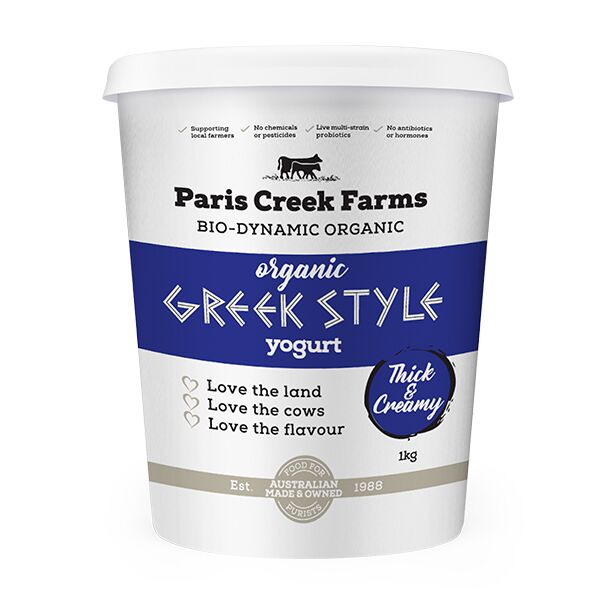 Yoghurt**Organic 389B Plain Greek Style 6x1kg Paris Creek