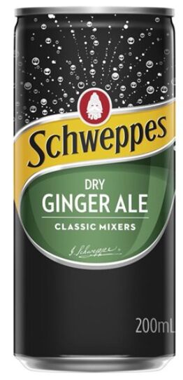 Drink, Dry Ginger Ale 24x200ml Cans Schweppes