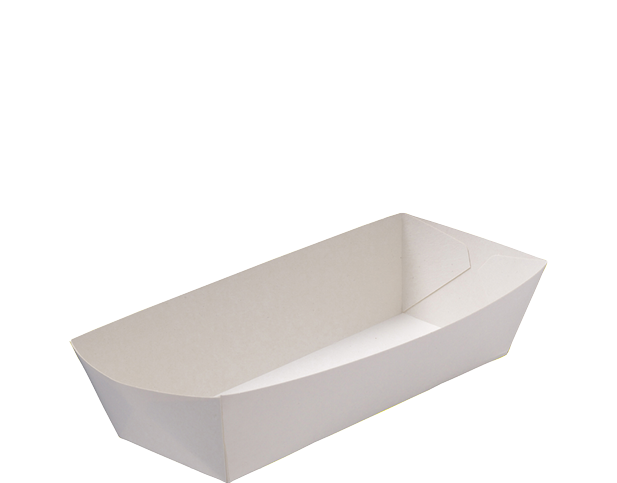 Castaway Hot Dog Tray White Paperboard